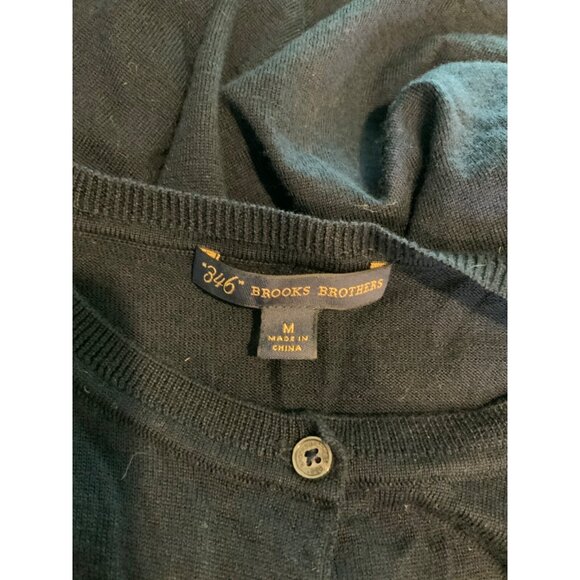 Brooks Brother 346 Navy Blue 100% Wool Floral Lace Button-Up Cardigan, Size M - Picture 5 of 5